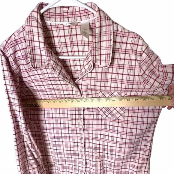 Eddie Bauer Pink Plaid Button Up Sleep Top - Size Petite L - Picture 3 of 6
